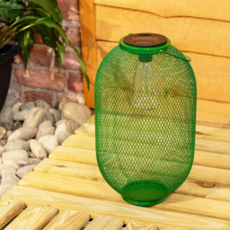 ValueLights Dark Green Metal Mesh Basket Solar Powered Outdoor Garden Lantern Light - Size: 34 x 20 x 20cm - Wilko - thumbnail 4