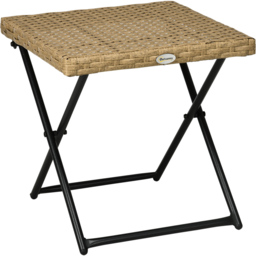 Outsunny Natural Rattan Folding Side Table - Size: 40 x 40 x 40cm - Brown - Wilko - thumbnail 3