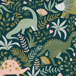 Benjamin Tate Design Green Dinosaurs and Tropical Leaves Cushion 60 x 60cm - Wilko - thumbnail 4