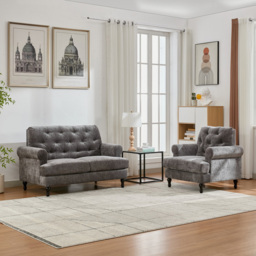 Furniture One 3 Seater Grey Mid Century Sofa Set - Wilko - thumbnail 4