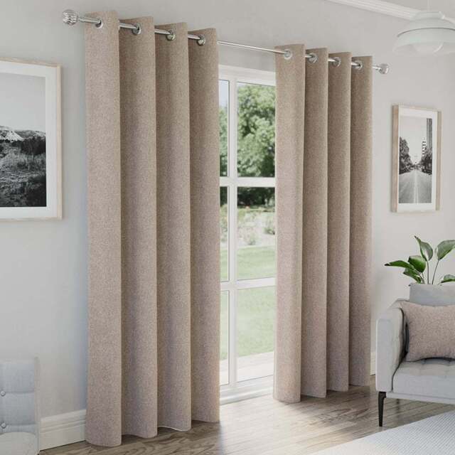 Enhanced Living Austin Natural Blackout Eyelet Thermal Curtains 168 x 229cm - Cream - Wilko - image 1