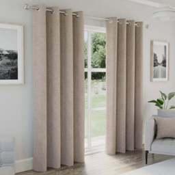 Enhanced Living Austin Natural Blackout Eyelet Thermal Curtains 168 x 229cm - Cream - Wilko