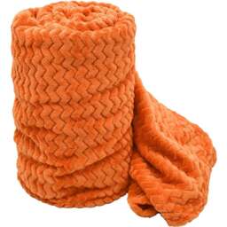 Velosso Orange Moda Plush Throw 127 x 152cm - Size: 127 x 152 x 1cm - Wilko