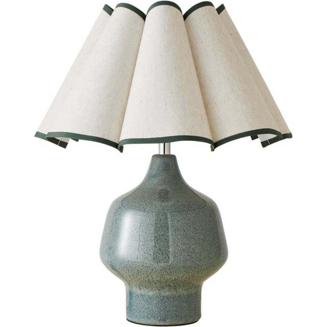 ValueLights Jamie Green and Natural Scallop Shade Ceramic LED Table Lamp - Size: 42 x 36 x 30cm - Wilko - image 1