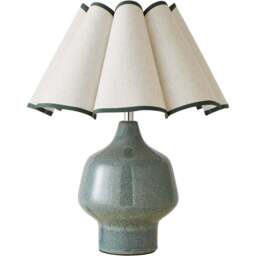 ValueLights Jamie Green and Natural Scallop Shade Ceramic LED Table Lamp - Size: 42 x 36 x 30cm - Wilko