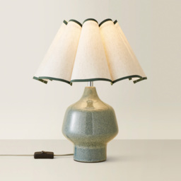 ValueLights Jamie Green and Natural Scallop Shade Ceramic LED Table Lamp - Size: 42 x 36 x 30cm - Wilko - thumbnail 4