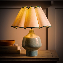 ValueLights Jamie Green and Natural Scallop Shade Ceramic LED Table Lamp - Size: 42 x 36 x 30cm - Wilko - thumbnail 3
