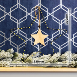 St Helens LED Metal Christmas Star Decoration with Wooden Centre - Size: 330 x 330 x 3cm - Black - Wilko - thumbnail 3