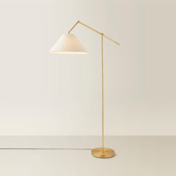 ValueLights Layla Black Adjustable Floor Lamp with Linen Shade and Bulb - Size: 162 x 133.5 x 28cm - Gold - Wilko - thumbnail 4