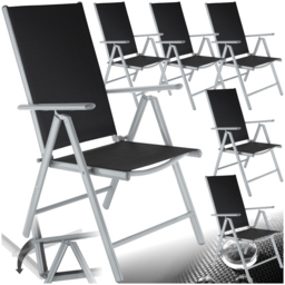 tectake Marilena Set of 6 Silver Adjustable Garden Chair - Size: 105 x 56 x 67cm - Wilko - thumbnail 3