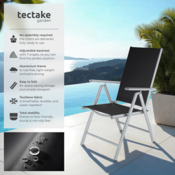 tectake Marilena Set of 6 Silver Adjustable Garden Chair - Size: 105 x 56 x 67cm - Wilko - thumbnail 7