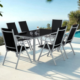 tectake Marilena Set of 6 Silver Adjustable Garden Chair - Size: 105 x 56 x 67cm - Wilko
