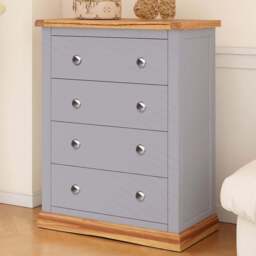 Cabinet Bits Biccari 4 Drawer Dark Grey Chrome Knob Chest of Drawers - Wilko