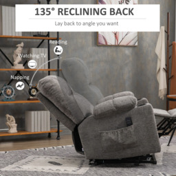 HOMCOM Grey Heavy Duty Electric Recliner Lift Chair - Size: Single - Wilko - thumbnail 7