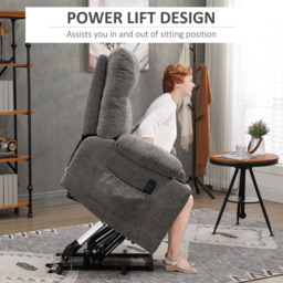 HOMCOM Grey Heavy Duty Electric Recliner Lift Chair - Size: Single - Wilko - thumbnail 6
