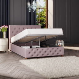 Laurence Llewelyn-Bowen Luna Small Double Blush Plush Velvet Ottoman Bed - Pink - Wilko - thumbnail 3