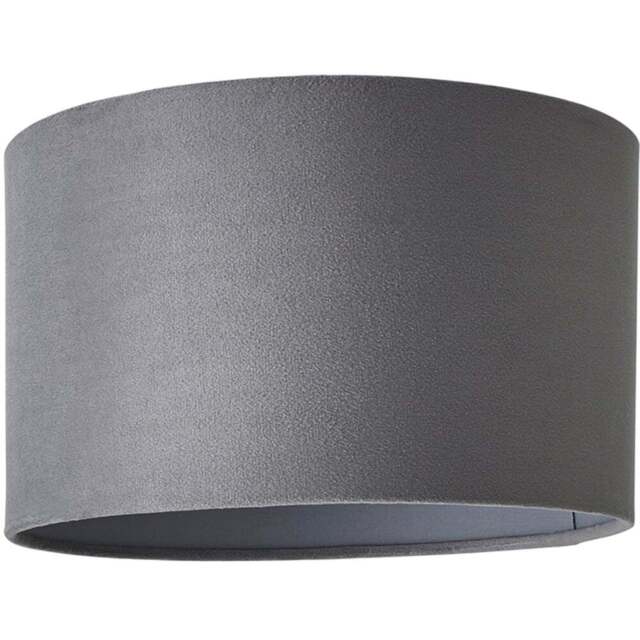 ValueLights Reni Grey Velvet Small Drum Ceiling Lamp Shade 25cm - Size: 15 x 25 x 25cm - Wilko - image 1