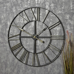 Black Iron Silver Numerals Round Wall Clock 90cm - Wilko - thumbnail 3