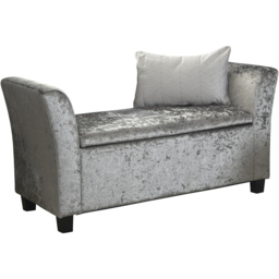 GFW Verona Crushed Velvet Grey Upholstered Window Seat - Size: 41 x 107 x 56cm - Wilko - thumbnail 3