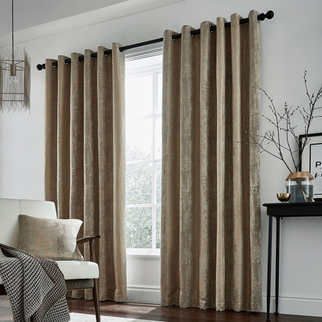 Helena Springfield Roma Lined Truffle Eyelet Curtains 168 x 228cm - Size: W 168 x D 228cm - Wilko - image 1