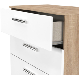 Crowndale Contrast 5 Drawer White Matt and Bardolino Oak Chest of Drawers Ready Assembled - White Matt & Bardolino Oak - Wilko - thumbnail 7