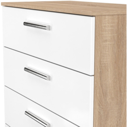 Crowndale Contrast 5 Drawer White Matt and Bardolino Oak Chest of Drawers Ready Assembled - White Matt & Bardolino Oak - Wilko - thumbnail 6