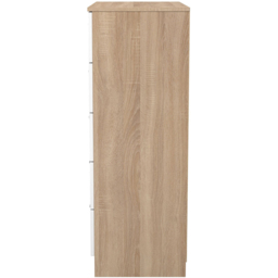 Crowndale Contrast 5 Drawer White Matt and Bardolino Oak Chest of Drawers Ready Assembled - White Matt & Bardolino Oak - Wilko - thumbnail 4
