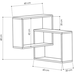 Decortie Ring Corner 3 Shelf Mocha Grey Anthracite Grey Wall Mounted Modern Bookcase - Size: 68 x 60 x 20cm - Multi - Wilko - thumbnail 6