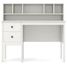 Costway 2 Drawer 6 Shelf Computer Desk with Power Outlet White - Size: 120 x 60 x 110cm - Wilko - thumbnail 3