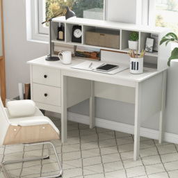 Costway 2 Drawer 6 Shelf Computer Desk with Power Outlet White - Size: 120 x 60 x 110cm - Wilko - thumbnail 4