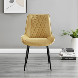 Furniturebox Copeland Cesano Marble Effect 2 Seater Dining Set White Mustard and Black - Yellow - Wilko - thumbnail 5