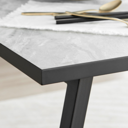 Furniturebox Copeland Cesano Marble Effect 2 Seater Dining Set White Mustard and Black - Yellow - Wilko - thumbnail 6