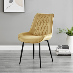 Furniturebox Copeland Cesano Marble Effect 2 Seater Dining Set White Mustard and Black - Yellow - Wilko - thumbnail 4
