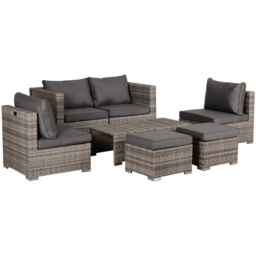 Outsunny 6 Seater Grey PE Rattan Outdoor Sofa Set with Coffee Table - Wilko - thumbnail 3