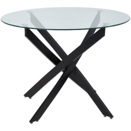 Living and Home 2 Seater 100cm Round Tempered Glass Dining Table Black - Clear - Wilko - thumbnail 3