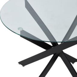 Living and Home 2 Seater 100cm Round Tempered Glass Dining Table Black - Clear - Wilko - thumbnail 5
