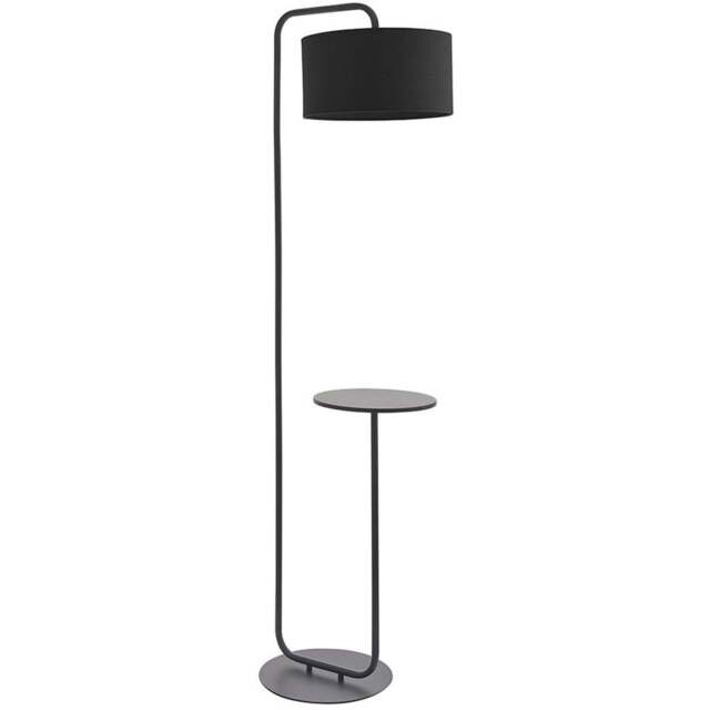 Merano Carrara Black Fabric Shade Satin Black Floor Lamp - Size: 38 x 55 x 175cm - Wilko - image 1