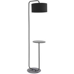 Merano Carrara Black Fabric Shade Satin Black Floor Lamp - Size: 38 x 55 x 175cm - Wilko
