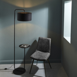 Merano Carrara Black Fabric Shade Satin Black Floor Lamp - Size: 38 x 55 x 175cm - Wilko - thumbnail 7