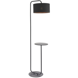 Merano Carrara Black Fabric Shade Satin Black Floor Lamp - Size: 38 x 55 x 175cm - Wilko - thumbnail 4