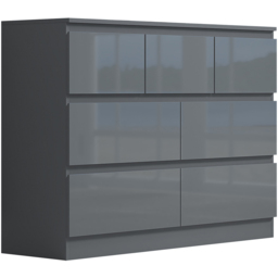 FWStyle Stora Merchant 7 Drawer Grey Gloss Chest Of Drawers - Wilko - thumbnail 3