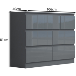 FWStyle Stora Merchant 7 Drawer Grey Gloss Chest Of Drawers - Wilko - thumbnail 7