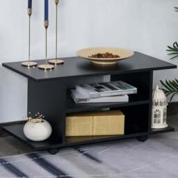 Portland 2 Shelf Black TV Unit - Size: 80 x 40 x 32.5cm - Wilko