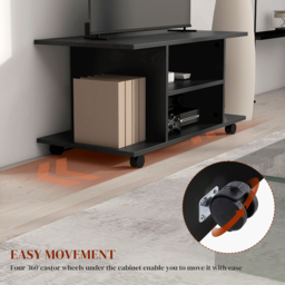 Portland 2 Shelf Black TV Unit - Size: 80 x 40 x 32.5cm - Wilko - thumbnail 6