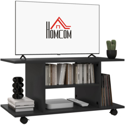 Portland 2 Shelf Black TV Unit - Size: 80 x 40 x 32.5cm - Wilko - thumbnail 3