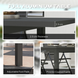 Outsunny 160 to 220cm Slatted Top Extendable Garden Dining Table Grey - Size: 73 x 90 x 220cm - Wilko - thumbnail 7