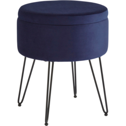 GFW Avery Midnight Blue Velvet Storage Stool - Size: 45 x 38 x 38cm - Wilko - thumbnail 3