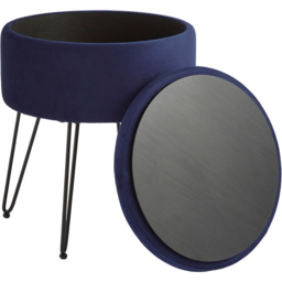 GFW Avery Midnight Blue Velvet Storage Stool - Size: 45 x 38 x 38cm - Wilko - thumbnail 4