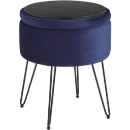 GFW Avery Midnight Blue Velvet Storage Stool - Size: 45 x 38 x 38cm - Wilko - thumbnail 5
