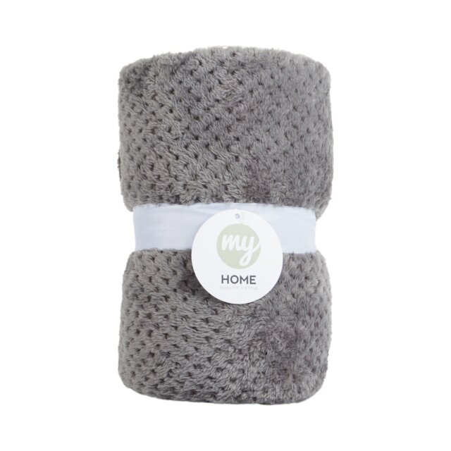 Waffle Soft Fleece Throw Grey - My - Wilko - image 1